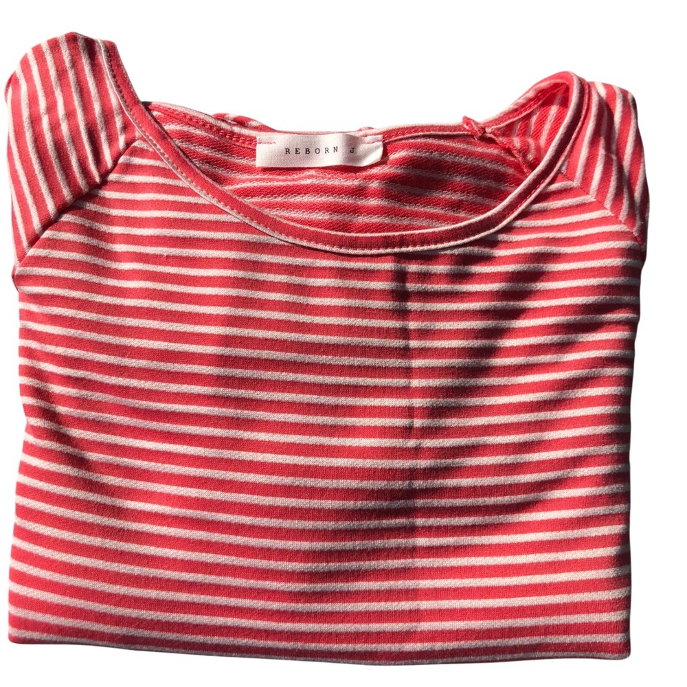 Reborn J‎ Red Striped Cold Shoulder Long Sleeve Tunic Top Women's